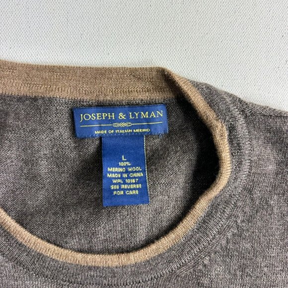 Joseph & Lyman Italian Merino‎ Wool Brown Long Sleeve Sweater Mens Size Large - Picture 4 of 8